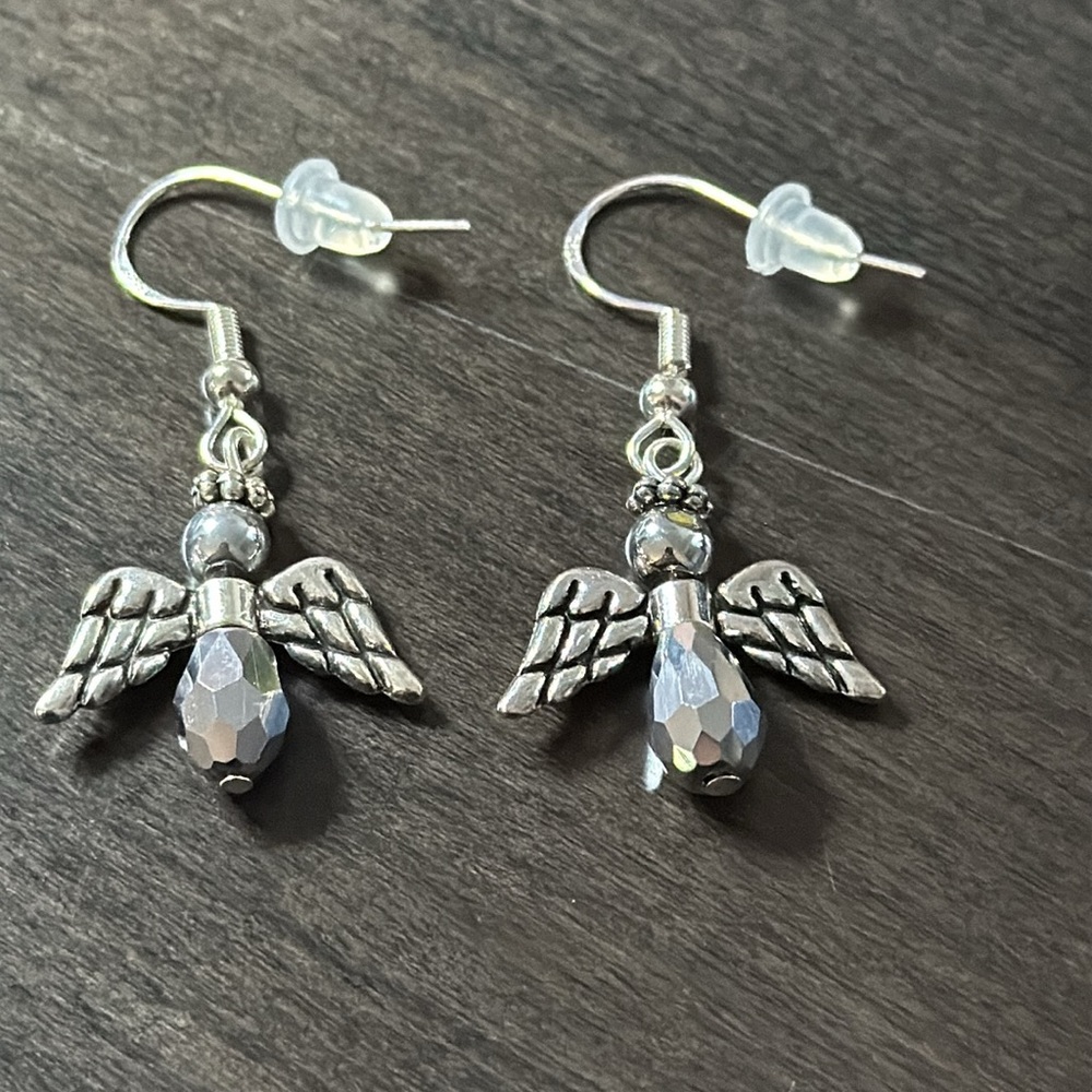 Angel earrings - silver tone - handmade